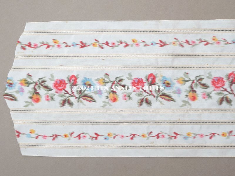 画像3: 19世紀 アンティーク シルク製 幅広リボン ほぐし織り ピンクの薔薇 1.5m 幅16.2cm