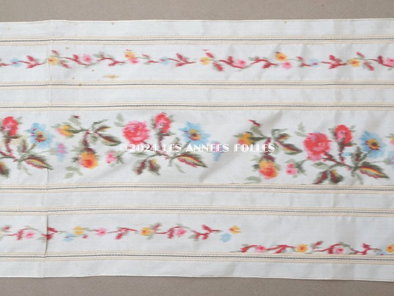 画像6: 19世紀 アンティーク シルク製 幅広リボン ほぐし織り ピンクの薔薇 1.5m 幅16.2cm