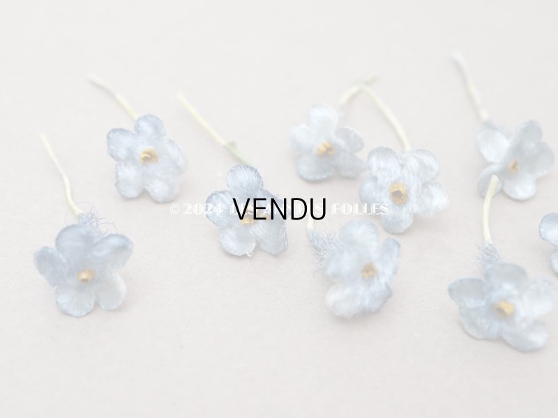 画像2: アンティーク 勿忘草 ベルベットの布花  スモーキーブルー 9ピースのセット 12mm