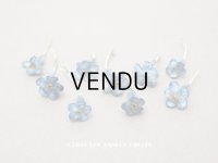 ＊蚤の市＊アンティーク 勿忘草 ベルベットの布花  ブルー 9ピースのセット 8mm&12mm