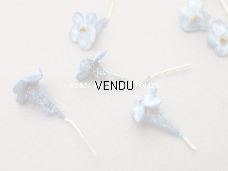 画像4: アンティーク 勿忘草 ベルベットの布花  スモーキーブルー 9ピースのセット 12mm