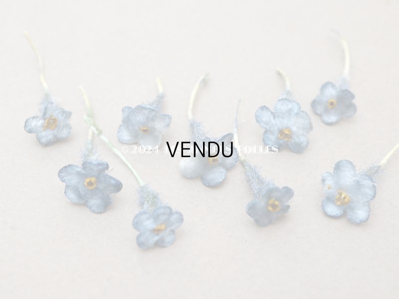 画像2: ＊蚤の市＊アンティーク 勿忘草 ベルベットの布花  ブルー 9ピースのセット 8mm&12mm