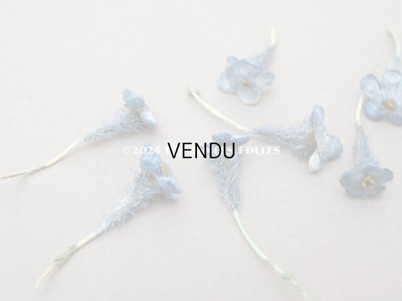 画像3: ＊蚤の市＊アンティーク 勿忘草 ベルベットの布花  ブルー 9ピースのセット 8mm&12mm