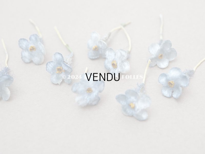 画像3: アンティーク 勿忘草 ベルベットの布花  スモーキーブルー 9ピースのセット 12mm