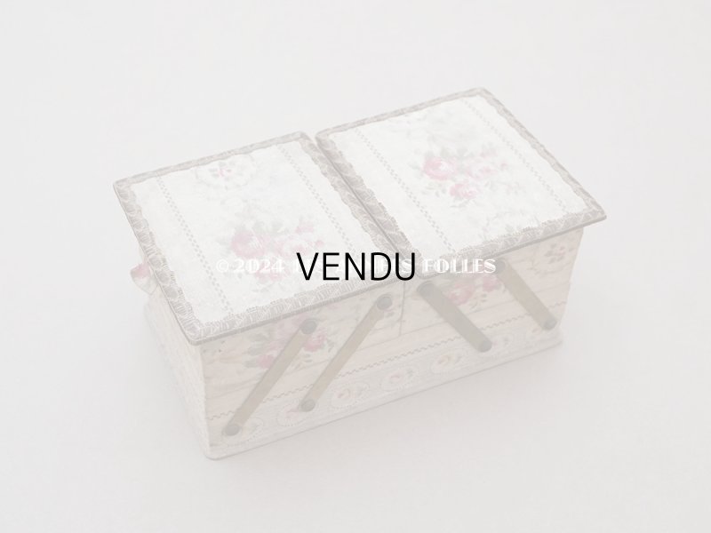画像2: 1900年頃 アンティーク 薔薇＆リボン＆メダイヨン  カルトナージュボックス アコーディオン式