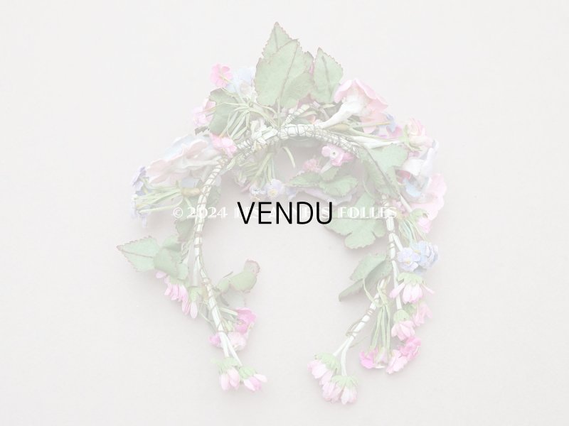 画像11: アンティーク ヴェールガールのティアラ ベルベットの布花 花冠