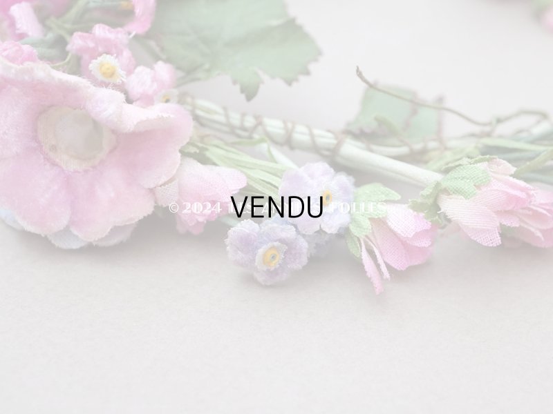 画像5: アンティーク ヴェールガールのティアラ ベルベットの布花 花冠