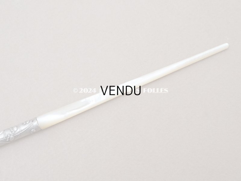 画像4: アンティーク 鈴蘭のペン軸 シルバー&マザーオブパール製