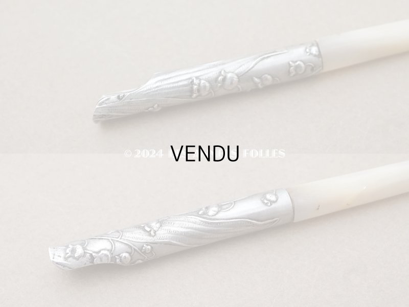 画像3: アンティーク 鈴蘭のペン軸 シルバー&マザーオブパール製