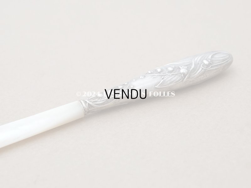 画像6: アンティーク 鈴蘭のレターオープナー シルバー&マザーオブパール製