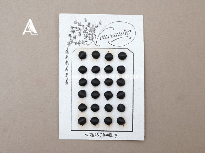 画像3: アンティーク シルクサテンのくるみボタン 8mm 黒 24ピース NOUVEAUTE - UNIS FRANCE -
