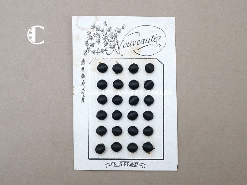 画像15: アンティーク シルクサテンのくるみボタン 8mm 黒 24ピース NOUVEAUTE - UNIS FRANCE -