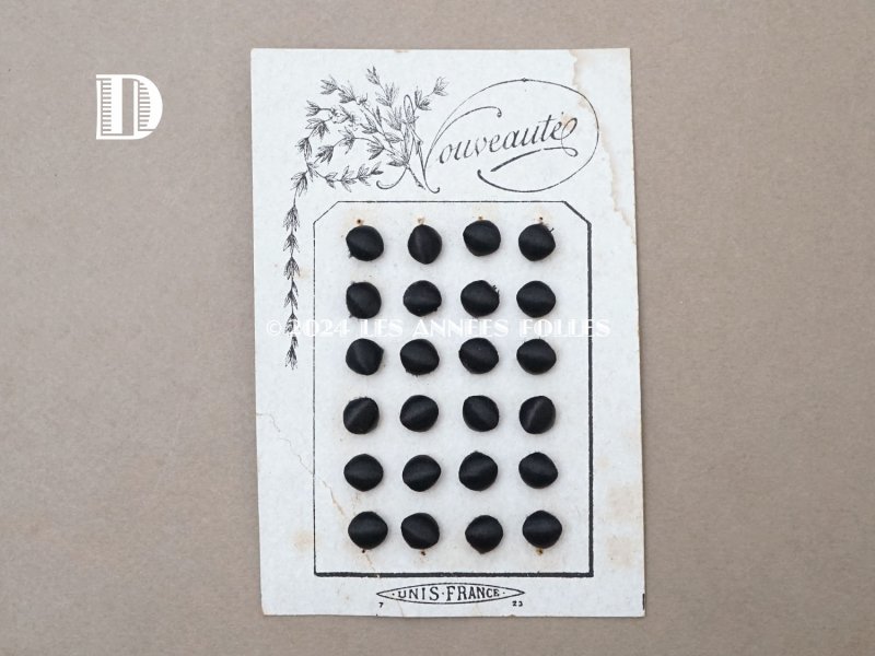 画像21: アンティーク シルクサテンのくるみボタン 8mm 黒 24ピース NOUVEAUTE - UNIS FRANCE -