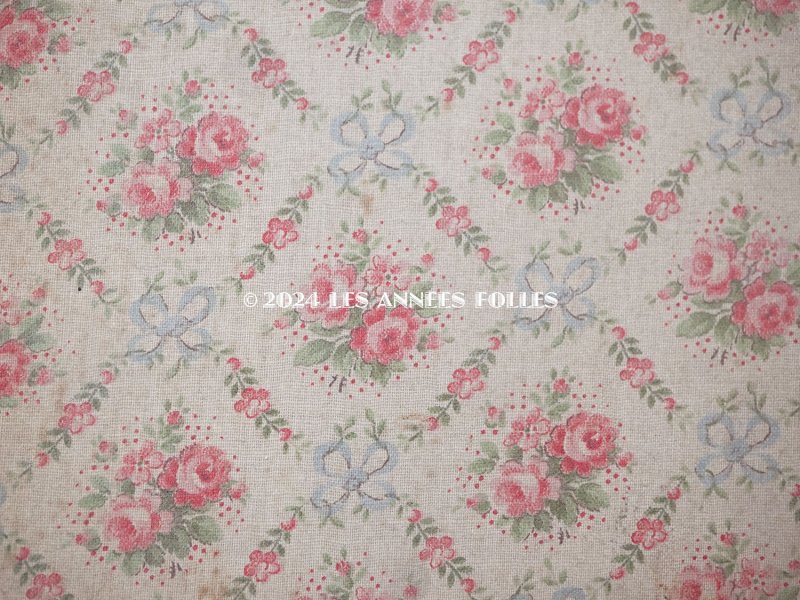 画像6: アンティーク ピンクの薔薇&ブルーのリボン ハンキーケース リボン付 カルトナージュボックス