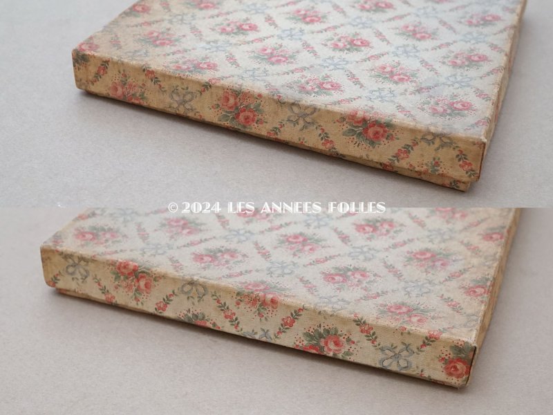 画像9: アンティーク ピンクの薔薇&ブルーのリボン ハンキーケース リボン付 カルトナージュボックス