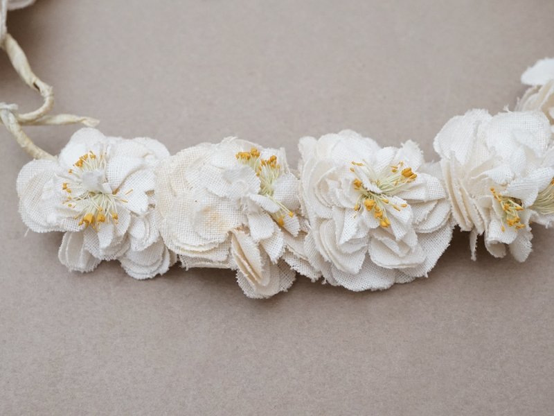 画像5: *蚤の市*アンティーク 白薔薇のティアラ ウェディング  花冠 オフホワイト 布花