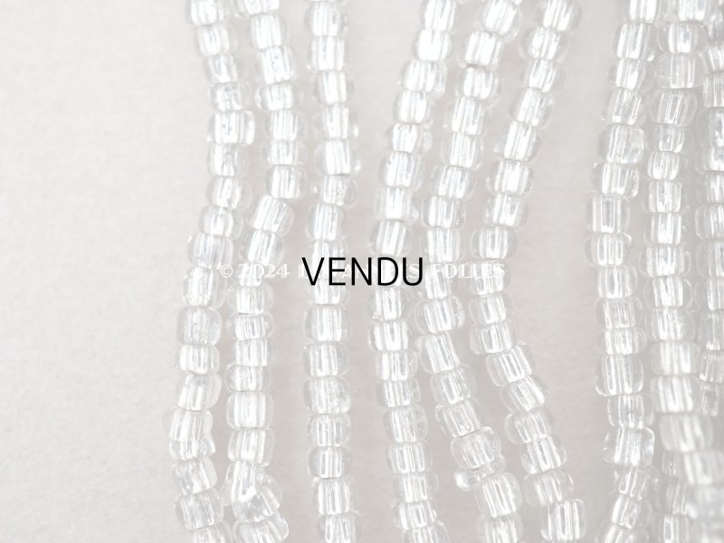 画像3: アンティーク シードビーズ ライン入り クリア＆シルバー ガラス製 63g