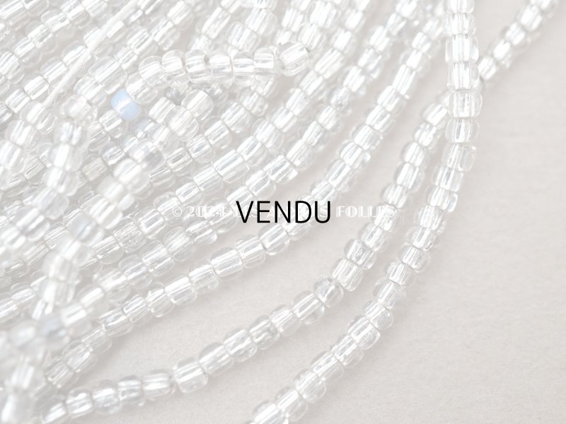 画像4: アンティーク シードビーズ ライン入り クリア＆シルバー ガラス製 63g