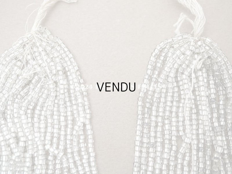 画像7: アンティーク シードビーズ ライン入り クリア＆シルバー ガラス製 63g