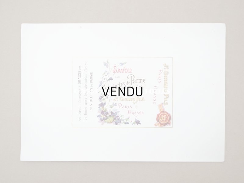 画像2: アンティーク 菫のソープラベル SAVON VIOLETTES DE PARME - JN.GIRAUD FILS GRASSE PARIS -