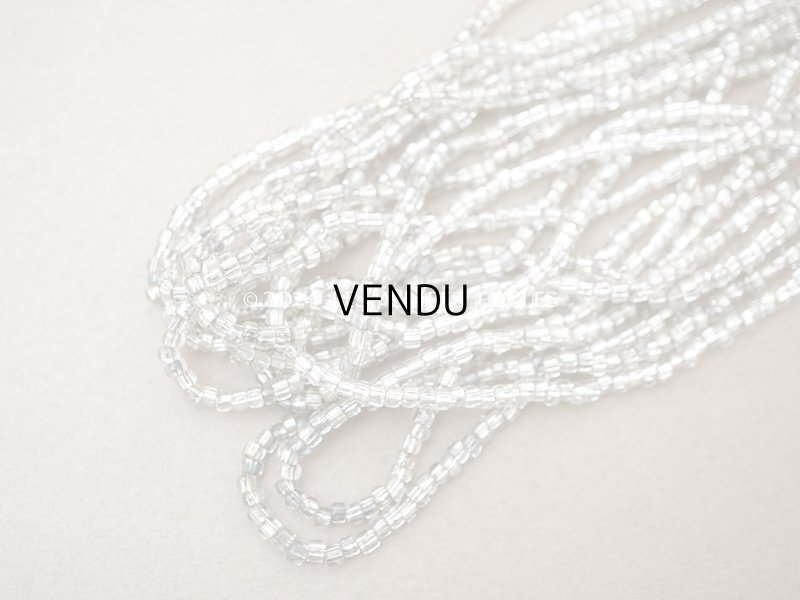 画像6: アンティーク シードビーズ ライン入り クリア＆シルバー ガラス製 63g