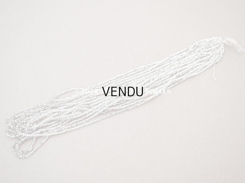 画像5: アンティーク シードビーズ ライン入り クリア＆シルバー ガラス製 63g