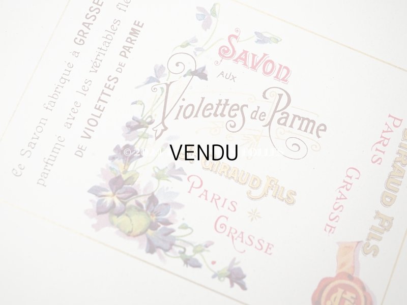 画像3: アンティーク 菫のソープラベル SAVON VIOLETTES DE PARME - JN.GIRAUD FILS GRASSE PARIS -