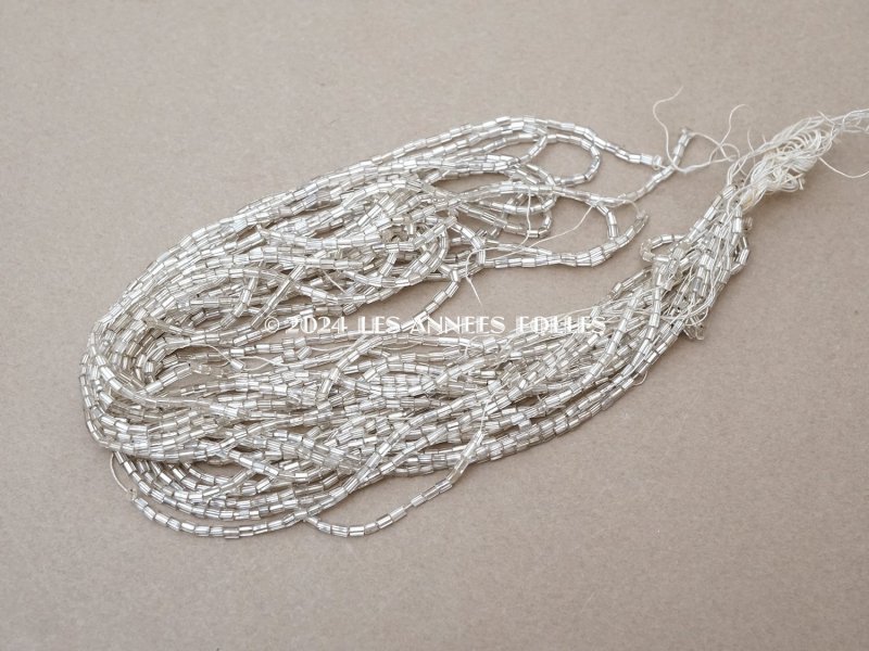 画像6: アンティーク シードビーズ カット入り クリア&シルバー ガラス製