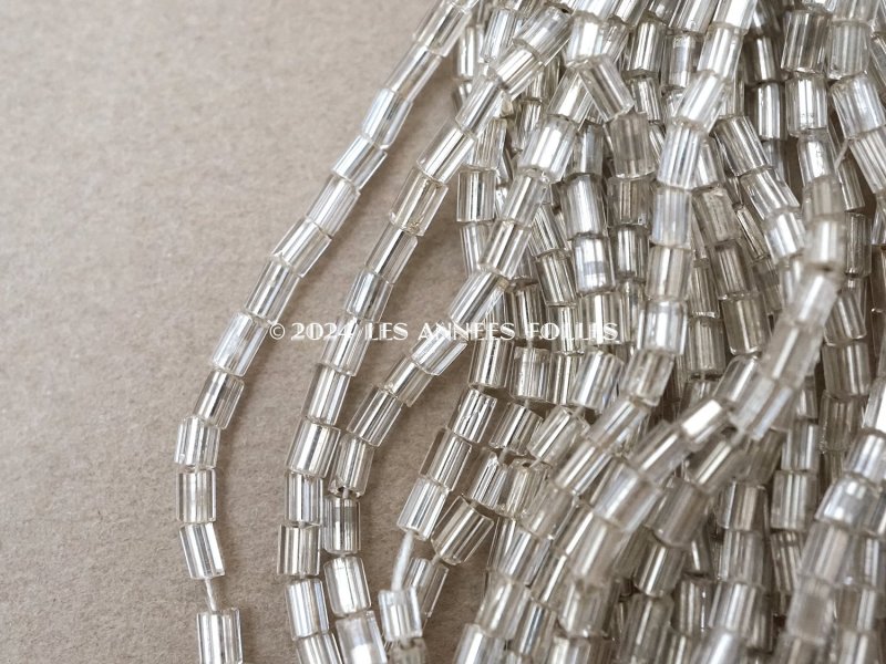 画像3: アンティーク シードビーズ カット入り クリア&シルバー ガラス製