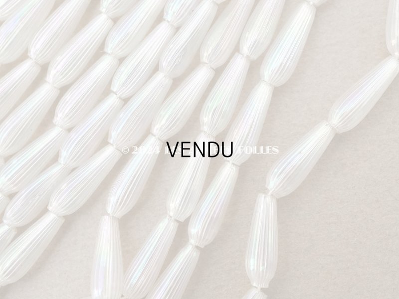 画像5: アンティーク スフレビーズ ライン入り オーロラ加工 ドロップ型 11.5×4mm 約100ピースのセット 吹きガラス製ビーズ