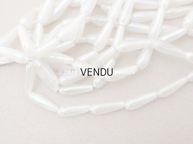 画像6: アンティーク スフレビーズ ライン入り オーロラ加工 ドロップ型 11.5×4mm 約100ピースのセット 吹きガラス製ビーズ