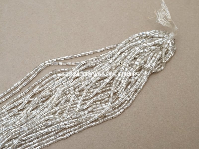 画像4: アンティーク シードビーズ カット入り クリア&シルバー ガラス製