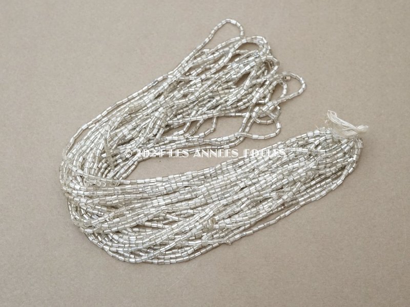 画像5: アンティーク シードビーズ カット入り クリア&シルバー ガラス製