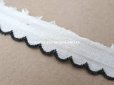 画像3: アンティーク スカラップトリム 刺繍入り ホワイト&ブラック 1.3cm幅 