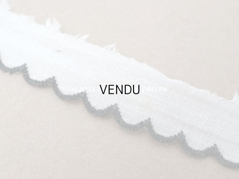 画像3: アンティーク スカラップトリム 刺繍入り ホワイト&ブラック 1.3cm幅 