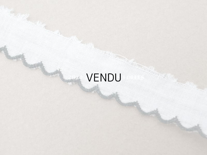 画像7: アンティーク スカラップトリム 刺繍入り ホワイト&ブラック 1.3cm幅 