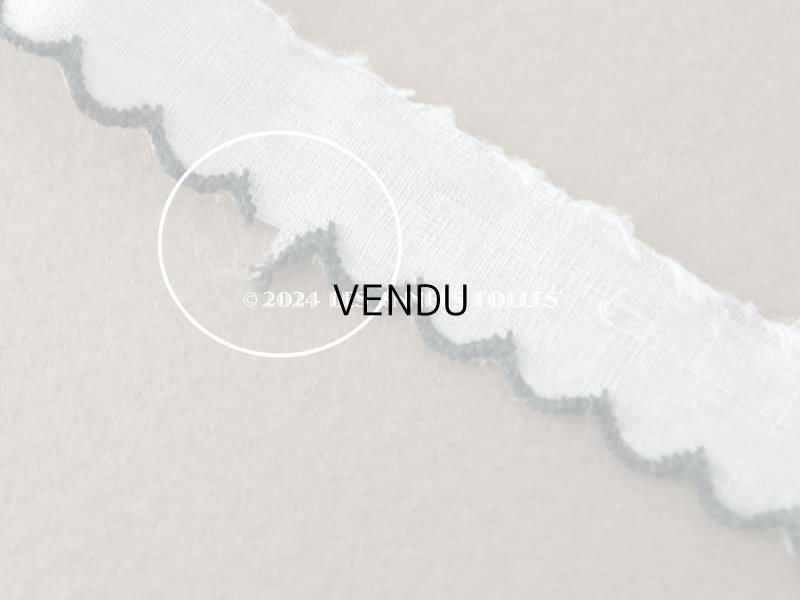 画像9: アンティーク スカラップトリム 刺繍入り ホワイト&ブラック 1.3cm幅 