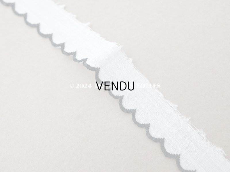 画像4: アンティーク スカラップトリム 刺繍入り ホワイト&ブラック 1.3cm幅 