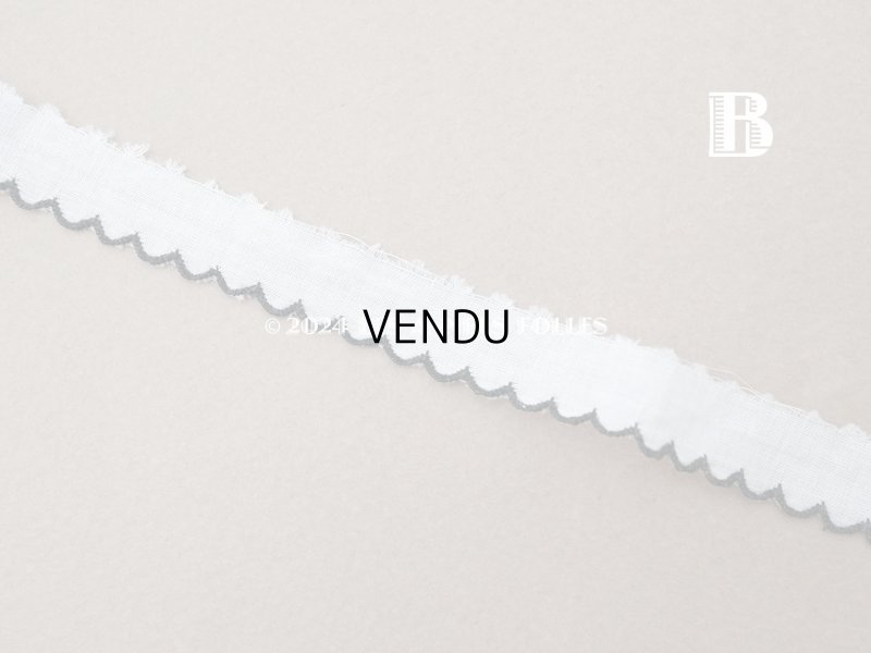 画像6: アンティーク スカラップトリム 刺繍入り ホワイト&ブラック 1.3cm幅 