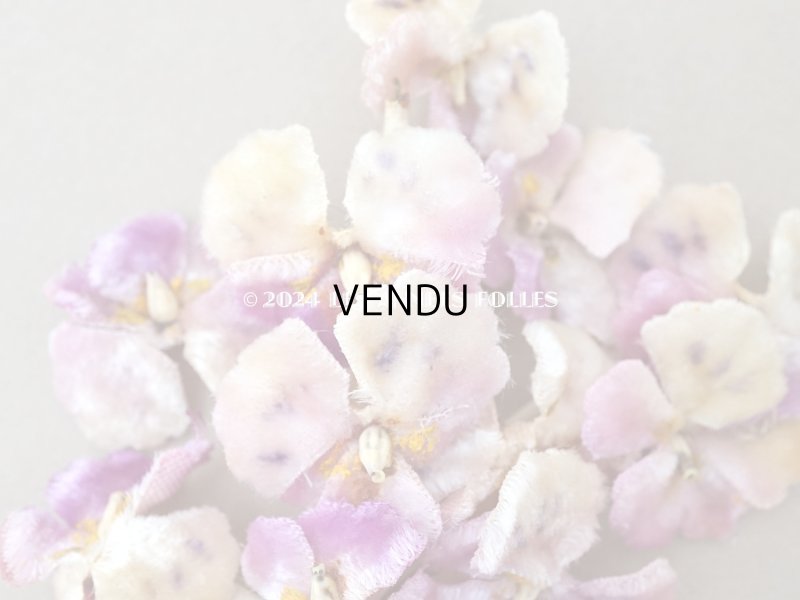 画像4: アンティーク ベルベット製 布花 アイボリー＆薄紫