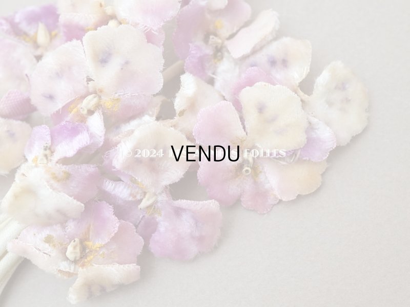 画像3: アンティーク ベルベット製 布花 アイボリー＆薄紫