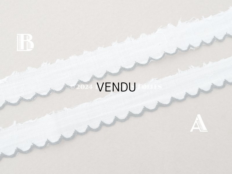 画像10: アンティーク スカラップトリム 刺繍入り ホワイト&ブラック 1.3cm幅 