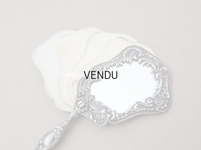 画像3: 1850年頃 アンティーク シルバー製 舞踏会の手帳 ミラー&ペンシル付 ファン型 CARNET DE BAL カルネ・ド・バル