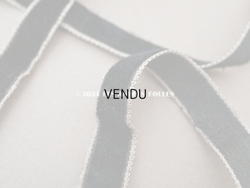 画像3: 19世紀末 アンティーク シルク製 黒 ベルベットリボン ホワイトの縁取り 1m 10mm幅