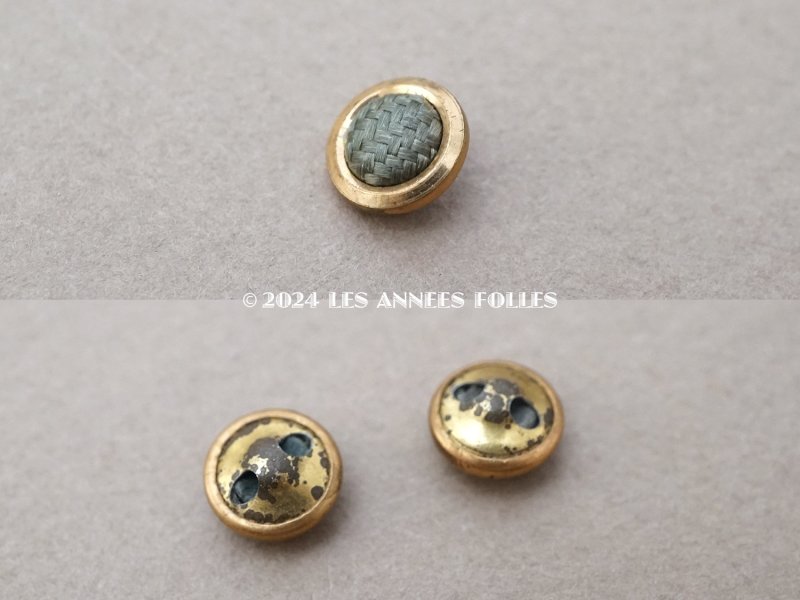 画像2: アンティーク シルク＆メタルボタン 8mm 4ピースのセット ゴールド &グレー