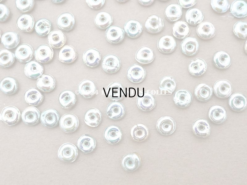 画像2: アンティーク ゼラチン製 スフレ スパンコール 約6mm ブルー・グリーン ラウンド型