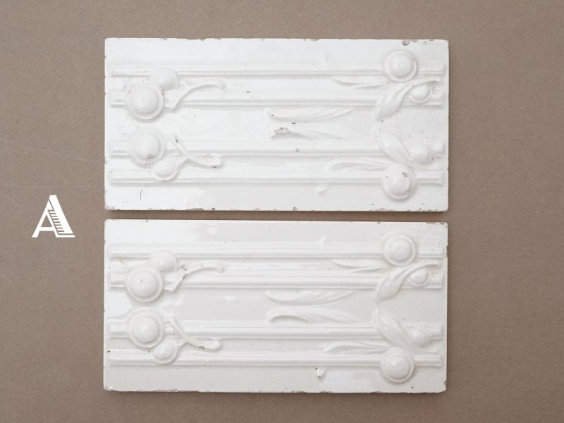 画像5: ＊蚤の市セット＊アンティーク タイル 6点セット オフホワイト 植物柄