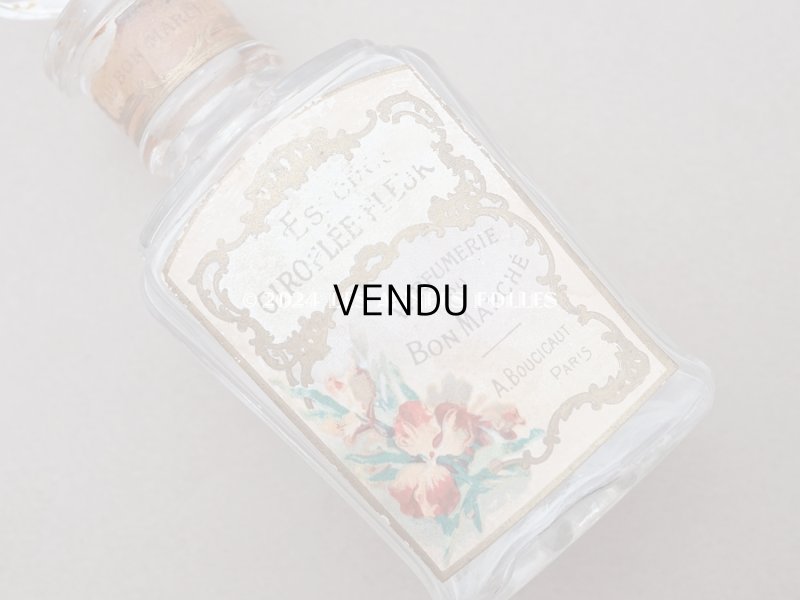 画像7: アンティーク 香水瓶 パウダーピンクのラベル ESSENCE GIROFLEE FLEUR - AU BON MARCHE -
