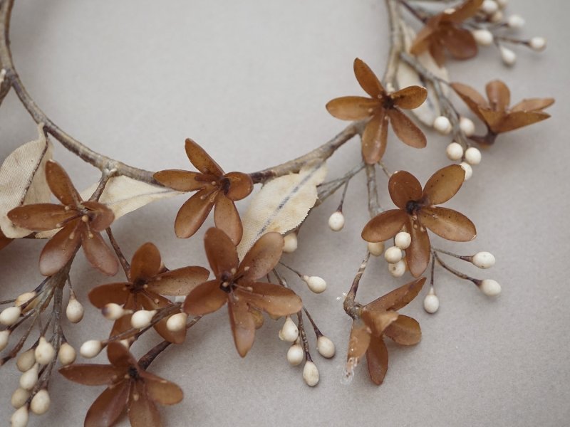 画像5: ＊蚤の市＊1900年代 秋色 ワックスフラワーのヘッドリース ウェディング 結婚式 ティアラ オレンジブロッサム アンティーク 