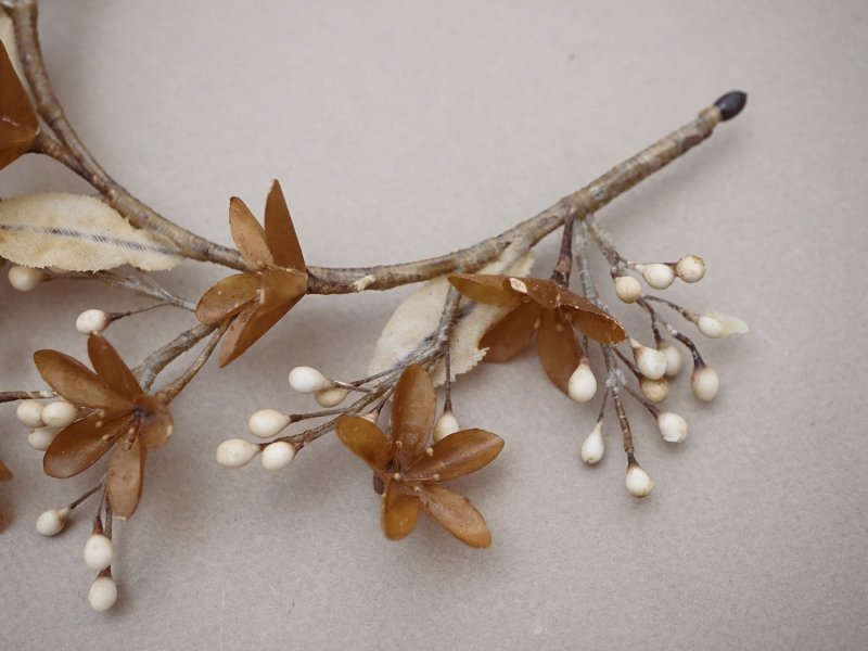 画像6: ＊蚤の市＊1900年代 秋色 ワックスフラワーのヘッドリース ウェディング 結婚式 ティアラ オレンジブロッサム アンティーク 